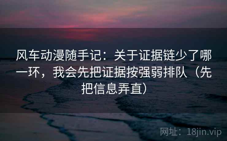风车动漫随手记:关于证据链少了哪一环,我会先把证据按强弱排队(先把信息弄直)
